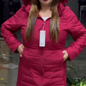 ❄️ Winter Luxe Puffer Coat – Gray, Red, Yellow & Black Edition 🖤❤️💛🌫️